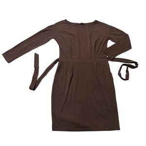 Women’s dark gray Long-Sleeve Belted Dress.wd0308